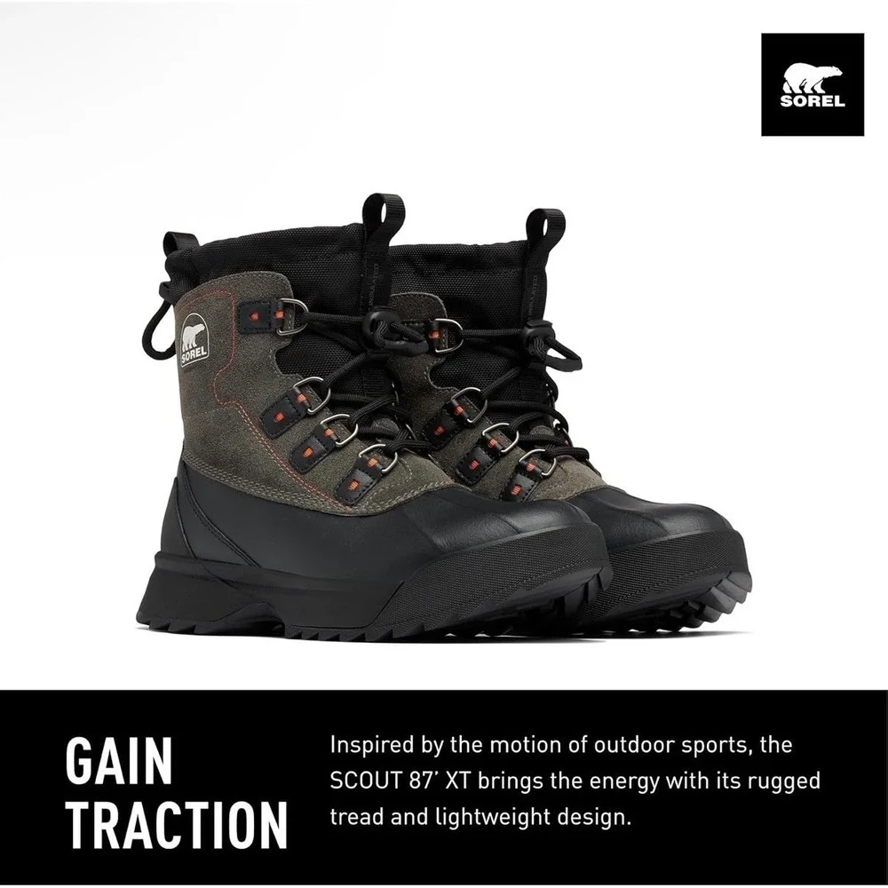 Sorel Scout‎ 87 XT WP Mens 10 Black Quarry Waterproof Insulated Winter Boots New